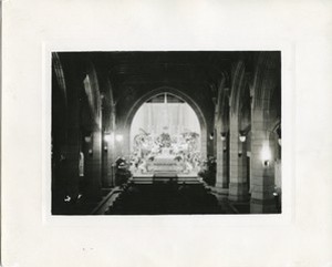 Saint Mary's Hall interior: chapel and pews