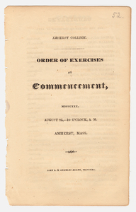Amherst College Commencement program, 1830 August 25