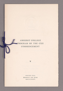 Amherst College Commencement program, 1933 June 19
