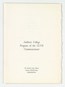 Amherst College Commencement program, 1978 May 28