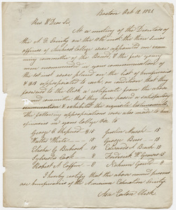 Asa Eaton letter to Zephaniah Swift Moore, 1821 October 21