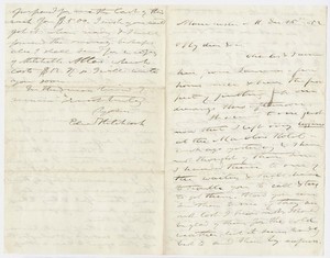 Edward Hitchcock letter to Edward Hitchcock, Jr., 1852 December 15