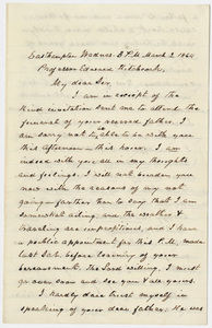 Aaron Merrick Colton letter to Edward Hitchcock, Jr., 1864 March 2