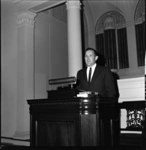 Photographs of John William Ward address to freshmen, 1965 September 13