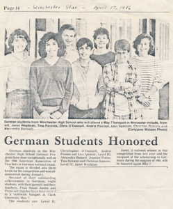 German high school students honored