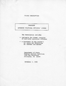 Proposed Advanced Political Officers Course