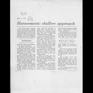 Harassment: shallow approach.