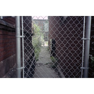 View of the alleyway that separated the former Shawmut Congregational Church from Villa Victoria housing.