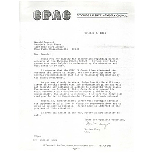 Letter, Gerald Iovanni, October 8, 1981.