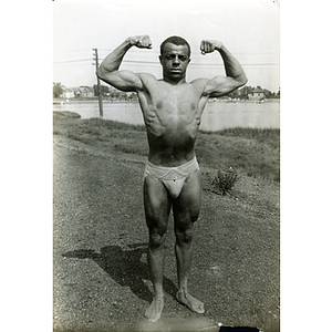 Charles H. Bruce in swimming apparel