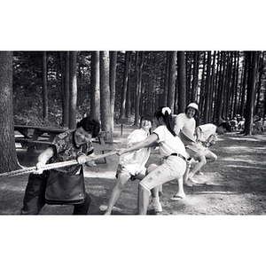 Chinese Progressive Association members play tug-of-war at an Association picnic