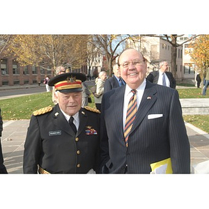 Richard Egan and Captain Rainsford at Northeastern University's Veterans Memorial Ceremony