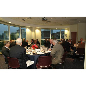 A round table of guests at the Veterans Memorial dinner