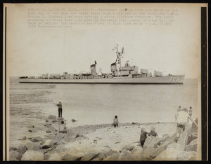 U.S.S. Harlan R. Dickson runs aground on the Cape Cod Canal