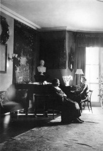 Portrait of Miss Frances Greely Curtis, seated on a chair in the second floor parlor, looking toward the window, Greely Stevenson Curtis House, 28-30 Mount Vernon St., Boston, Mass., February 18, 1923