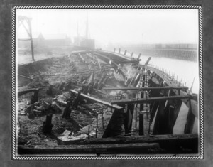 Wharf at E. Cambridge Power Station, planking and stringers removed