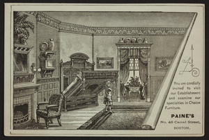 Trade card for Paine's Furniture Manufactory, 48 Canal Street, Boston, Mass., undated