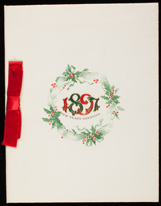1897 New Year's greet, dinner menu, Hotel Vendome, Boston, Mass., January 1, 1897