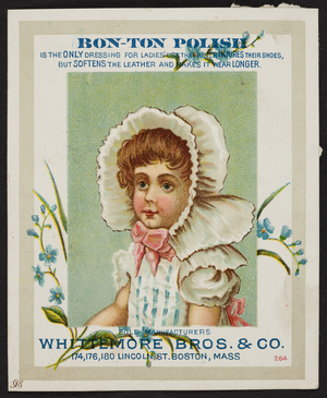 Trade card for Bon-Ton Polish, Whittemore Bros. & Co., 174, 176, 180 Lincoln Street, Boston, Mass., undated