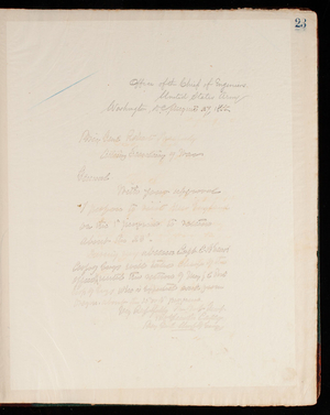 Thomas Lincoln Casey Letterbook (1888-1895), Thomas Lincoln Casey to General Robert McFarly, August 27, 1888