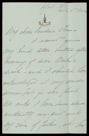 Annie B. Poland to Thomas Lincoln Casey, April 15, 1894