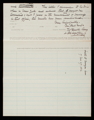 Thomas Lincoln Casey to Mayor Seth Low, November 27, 1882, copy