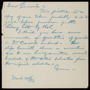 [Bernard R.] Green to Thomas Lincoln Casey, March 20, 1893