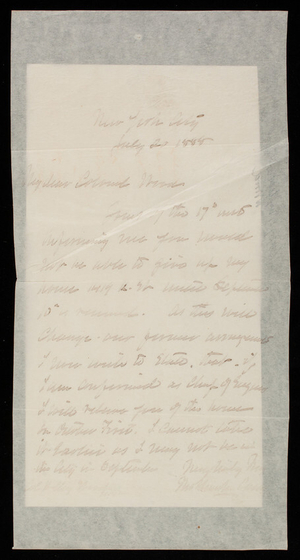 Thomas Lincoln Casey to Wood, July 20, 1888, copy