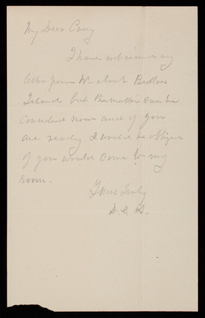 D. C. Houston to Thomas Lincoln Casey, January 22, 1887