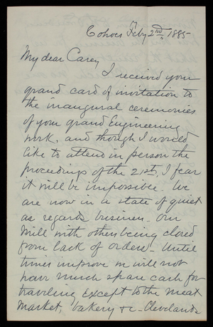 Robert Weir to Thomas Lincoln Casey, February 2, 1885