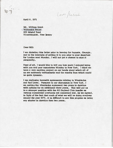 Letter from Mark H. McCormack to F. William Kreeck