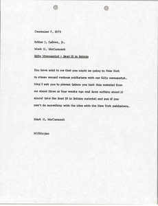 Memorandum from Mark H. McCormack to Arthur J. Lafave