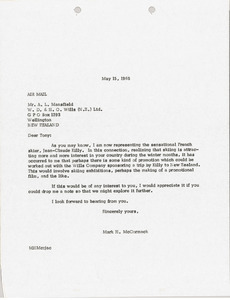 Letter from Mark H. McCormack to W. D. and H. O. Wills (N.Z.) Limited