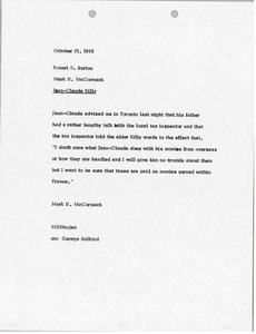 Memorandum from Mark H. McCormack to Robert S. Burton