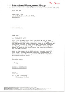 Letter from Mark H. McCormack to John Curry