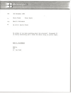 Memorandum from Mark H. McCormack to Barry Frank