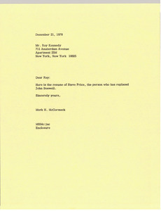 Letter from Mark H. McCormack to Ray Kennedy