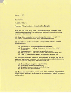 Memorandum from Judy A. Chilcote to Hans Kramer