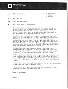 Memorandum from Mark H. McCormack to Phil Pilley