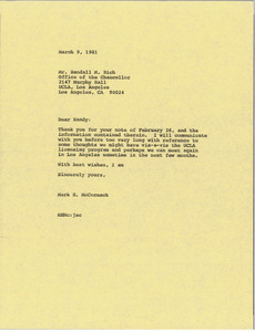 Letter from Mark H. McCormack to Randall M. Rich