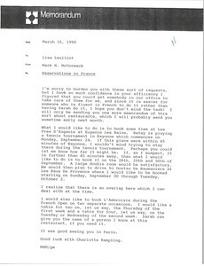 Memorandum from Mark H. McCormack to Lisa Leulliot