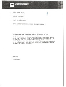 Memorandum from Mark H. McCormack to Peter Johnson