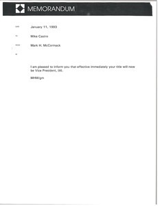 Memorandum from Mark H. McCormack to Mike Castro