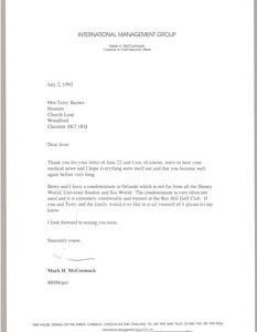 Letter from Mark H. McCormack to Jean Barnes