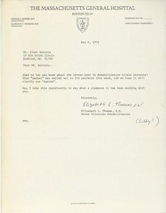 Letter from Elizabeth L. Thomas to Elmer C. Bartels