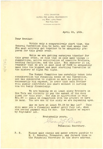 Circular letter from Alpha Pi Alpha to W. E. B. Du Bois