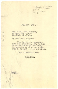 Letter from Crisis to Ethel Reed Jasspon