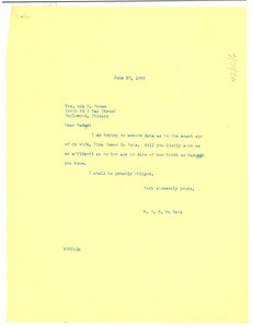 Letter from W. E. B. Du Bois to Ada H. Brown