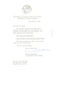 Letter from American Academy of Arts and Letters to W. E. B. Du Bois