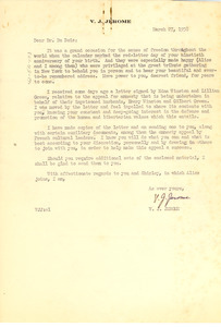 Letter from V. J. Jerome to W. E. B. Du Bois